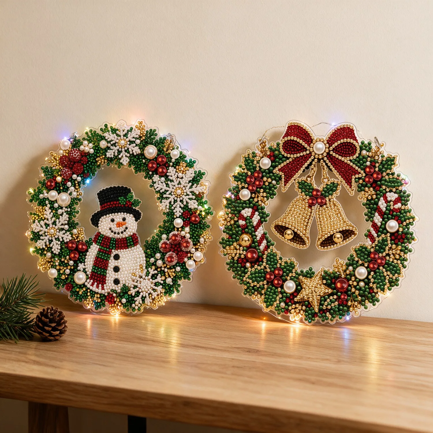 Kit 2 Guirlandas de Natal com Luz LED e Pintura de Diamantes